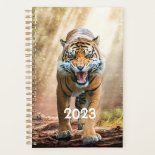 Agenda Tiger Rurgindo em uma Selva com Luz Traseira
