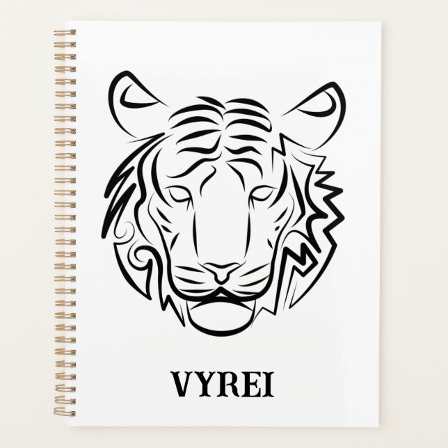 Agenda Tigre Tribal Negro e Branco (Frente)