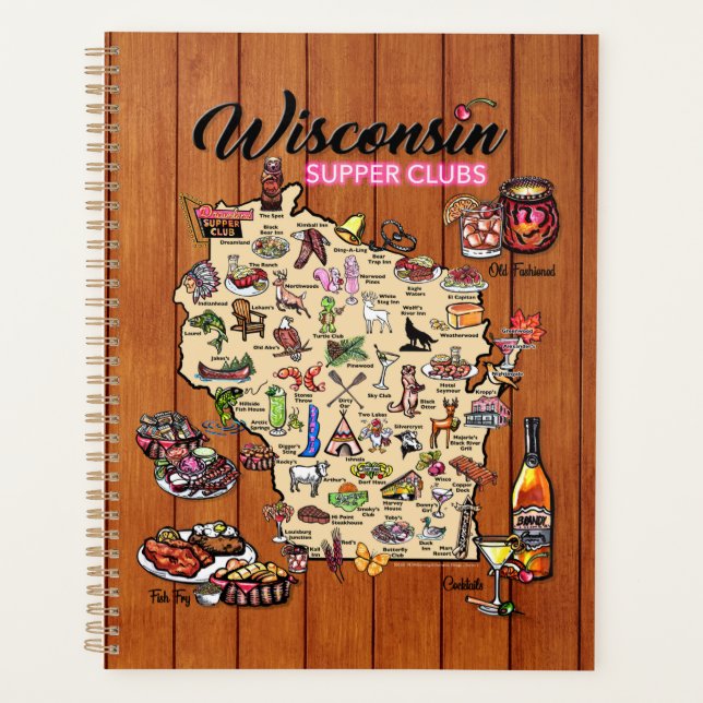 Agenda Timer do Dia - Mapa do Clube de Apoio de Wisconsin (Frente)