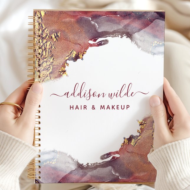 Agenda Tinta De Aquarela Líquida De Arte Moderna Roxa E D (Criador carregado)