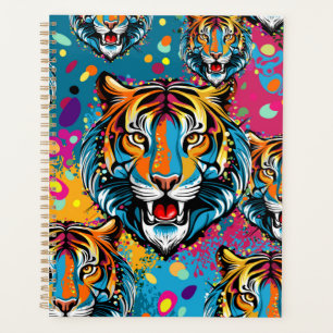 Agenda Tinta de cores Arco-íris Cabeça de Tigre