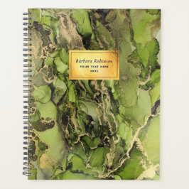 Agenda Tinta Dourada de Abstrato verde etéreo