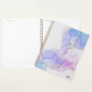Agenda Tinta rosa, púrpura e azul de álcool