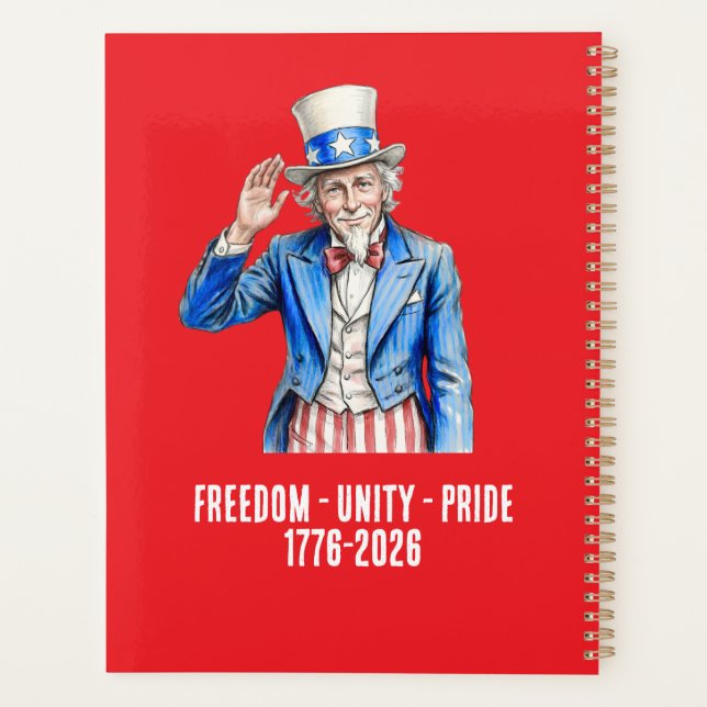 Agenda Tio Sam Feliz 4 de Julho Patriótico (Verso)