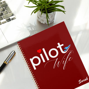 Agenda Tipografia de esposa piloto e avião simples, minim