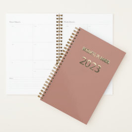 Agenda Tipografia Dourada do Rosa Blush Planner 2023