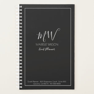 Agenda Tipografia Minimalista Branco Sobre Evento Preto
