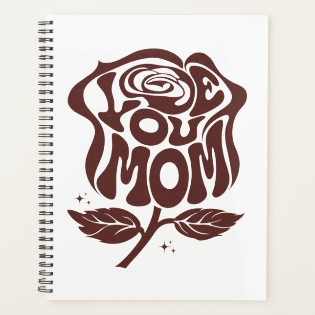 Agenda Tipografia Rosa de Amor Você Mãe (Frente)