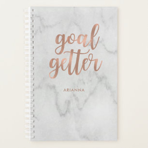 Agenda Tipografia Rosa Dourada Faux em Marble Meta Gett