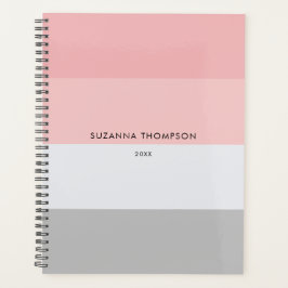 Agenda Tiras Horizontais Modernas Pink e Cinza de Pastel