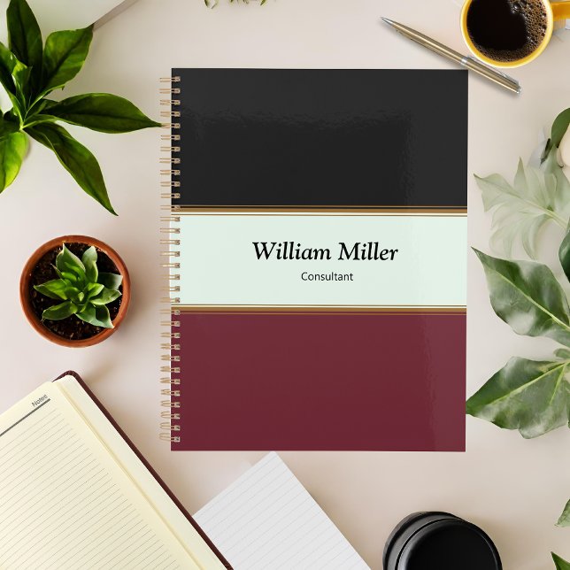 Agenda Tiras Mínimas Modernas de Maroon Negro (Criador carregado)