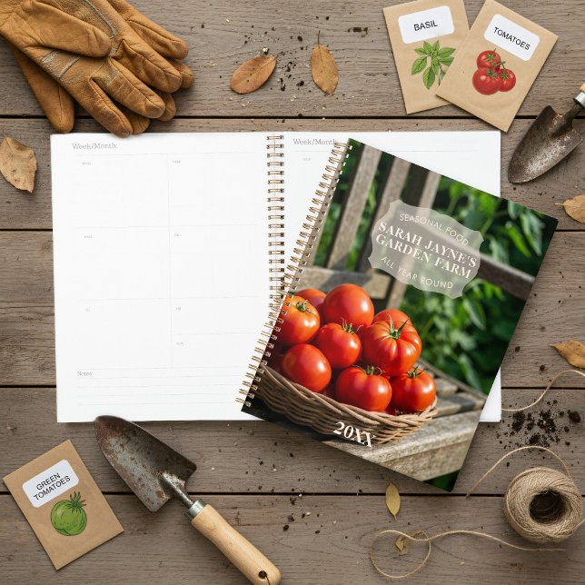 Agenda Tomate Basket Home Garden Fazenda Planner (Personalized planner for gardeners. If you harvest tomatoes, this planner is just for you too)