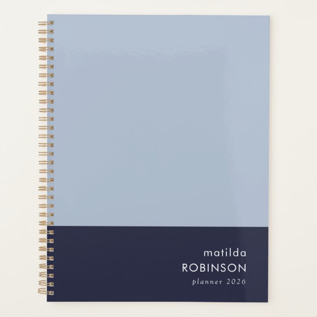 Agenda Tone duplo mínimo de bloco de cor azul moderno 202 (Frente)
