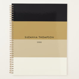 Agenda Tons de cor preto e Dourado com faixa horizontal m