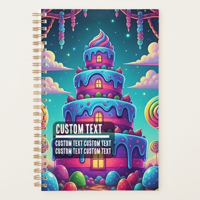 Agenda Torre de Doce Fantasia de Texto Personalizado (Frente)