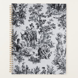 Agenda Torre francesa de jouy preto e branco elegante