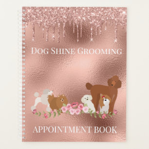 Agenda Tosa de Cães Rose Gold Brilho Serviços de Pet