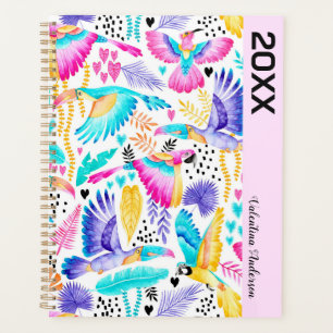 Agenda Toucans Aquarelas, Maccaws + Hummingbird Tropical