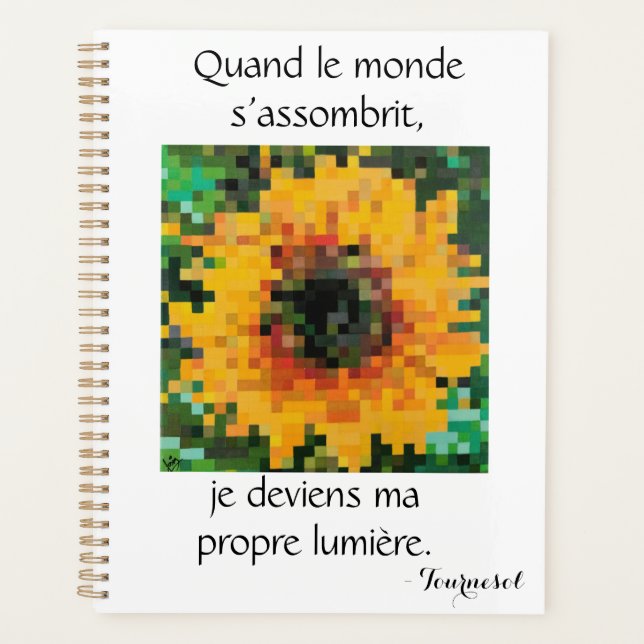 Agenda Tournesol pixelisé lumineux (Frente)