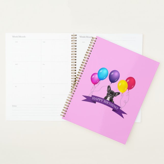 Agenda Touro Francês Cachorro Puppy Feliz Aniversário Gif (Exibição)