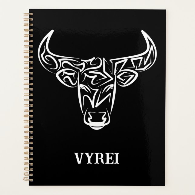 Agenda Touro Tribal Negro e Branco / Ox (Frente)