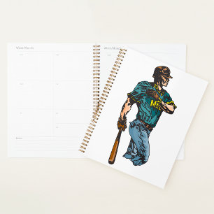 Agenda Trabalho de arte de esporte retrô do jogador de be