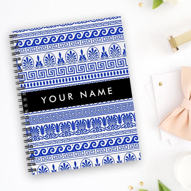 Agenda Traço Grego, Chave Mista, Azul, Seu Nome (Criador carregado)