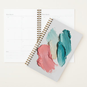 Agenda Traços artísticos de turquesa, coral, creme