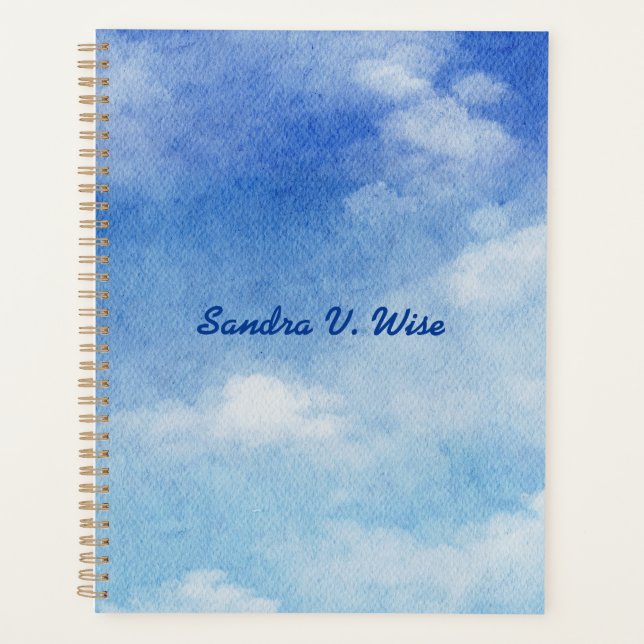 Agenda Tranquilo Céu Personalizado Sonhos Cores Aquáticas (Frente)