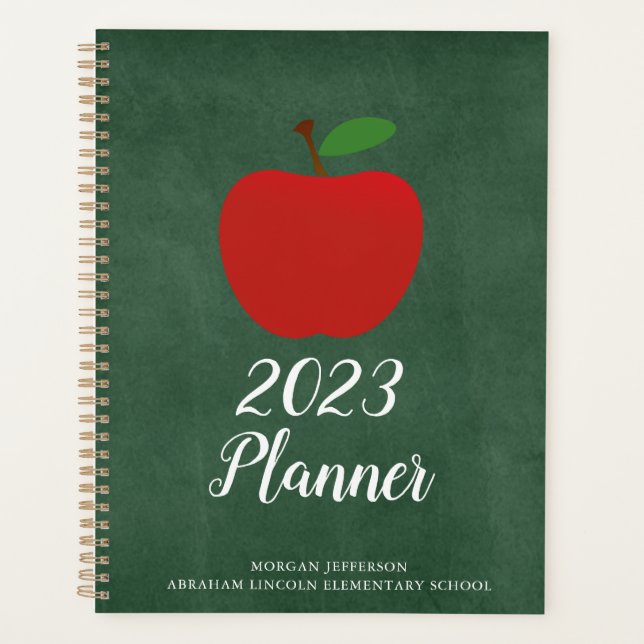Agenda Treinador Apple Green Chalkboard Personalizado 202 (Frente)