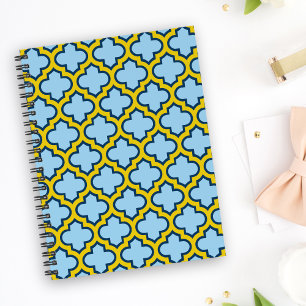 Agenda Trellis azul e amarela, lete, quatrefoil