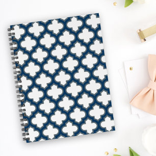 Agenda Trellis, Latite, Quatrefoil, de cor branca e Marin