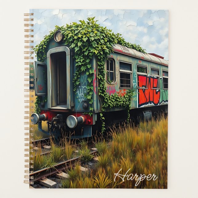 Agenda Trem Abandonado Coberto de Hera e Grafite (Frente)