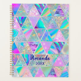 Agenda Trendência holográfica elegante, faux, geométrico