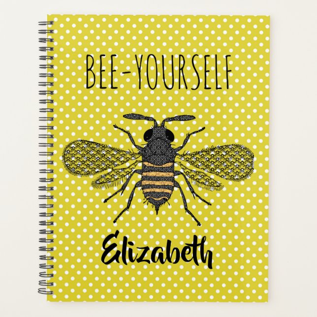 Agenda Trendy BEE Yself Yellow Polkadot DECOR Nomeado (Frente)