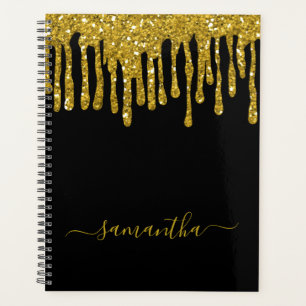 Agenda Trendy Black E Dourado Glitter Drives Nome Persona