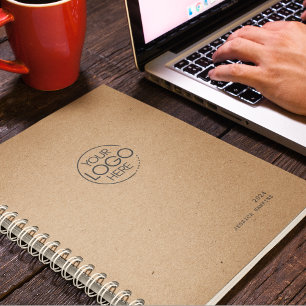 Agenda Trendy Brown Kraft Papel Moderno Logotipo Semanal