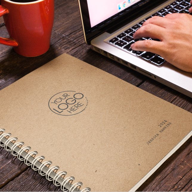 Agenda Trendy Brown Kraft Papel Moderno Logotipo Semanal (Criador carregado)
