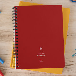 Agenda Trendy Crimson Red Modern Monograma Semanal
