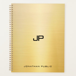 Agenda Trendy Elegant Faux Dourado Modern Monographic Nam