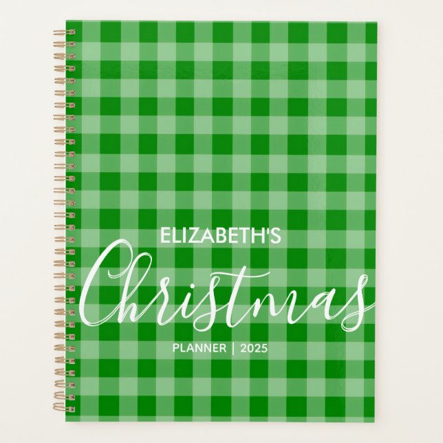 Agenda Trendy Green E White Checked Name (Frente)