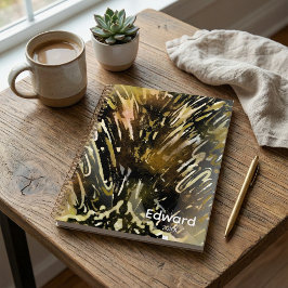 Agenda  Trendy modern abstract black and gold planner 
