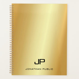 Agenda Trendy Na moda Faux Dourado Modern Monogramme Name