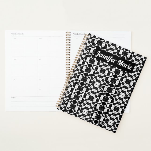 Agenda triângulos florais na moda monocromáticos verifica (Exibição)