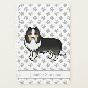 Agenda Tricolor Shetland Sheepdog Cartoon Dog & Name