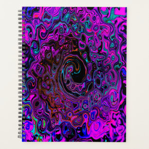 Agenda Trippy Black and Magenta Retro Liquid Swirl