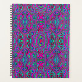 Agenda Trippy Retro Magenta, Abstrato azul e verde