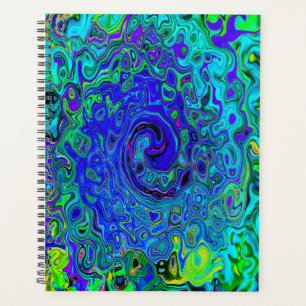 Agenda Trippy Violet Blue Abstrato Retro Liquid Swirl