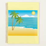 Agenda Tropical Beach Paradise with Palm Trees<br><div class="desc">Organize your days with a touch of sunshine in this tropical palm tree spiral planner. The cover features a beautiful vector scene of a beach paradise and rolling waves, providing a cheerful backdrop for your notes, schedules, and goals. Whether you are planning your next summer vacation or keeping track of...</div>