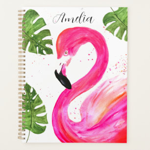 Agenda Tropical Flamingo Rosa Palm Verde Deixa Pássaro de